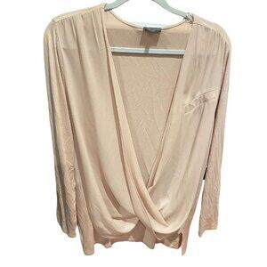Vince Camuto Surplice Blouson Sleeve Top Women's Large Beige